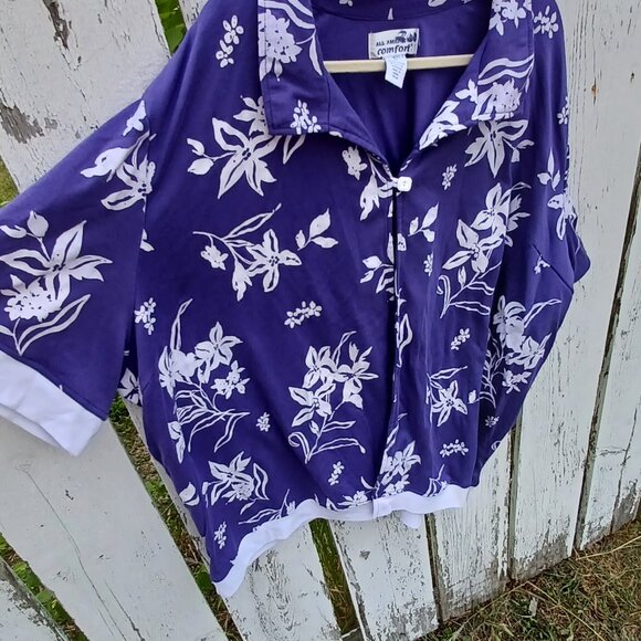 All American Comfort Purple Cardigan with white florals - Picture 3 of 6